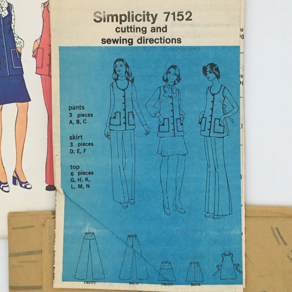 Simplicity 7152 (1975) Maternity Top, Skirt, and Pants - Vintage Uncut Sewing Pattern