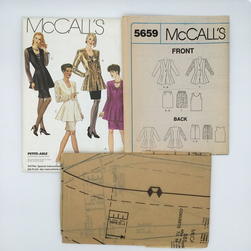 McCall's 5659 (1991) Jacket, Tank Top, and Skirt - Vintage Uncut Sewing Pattern