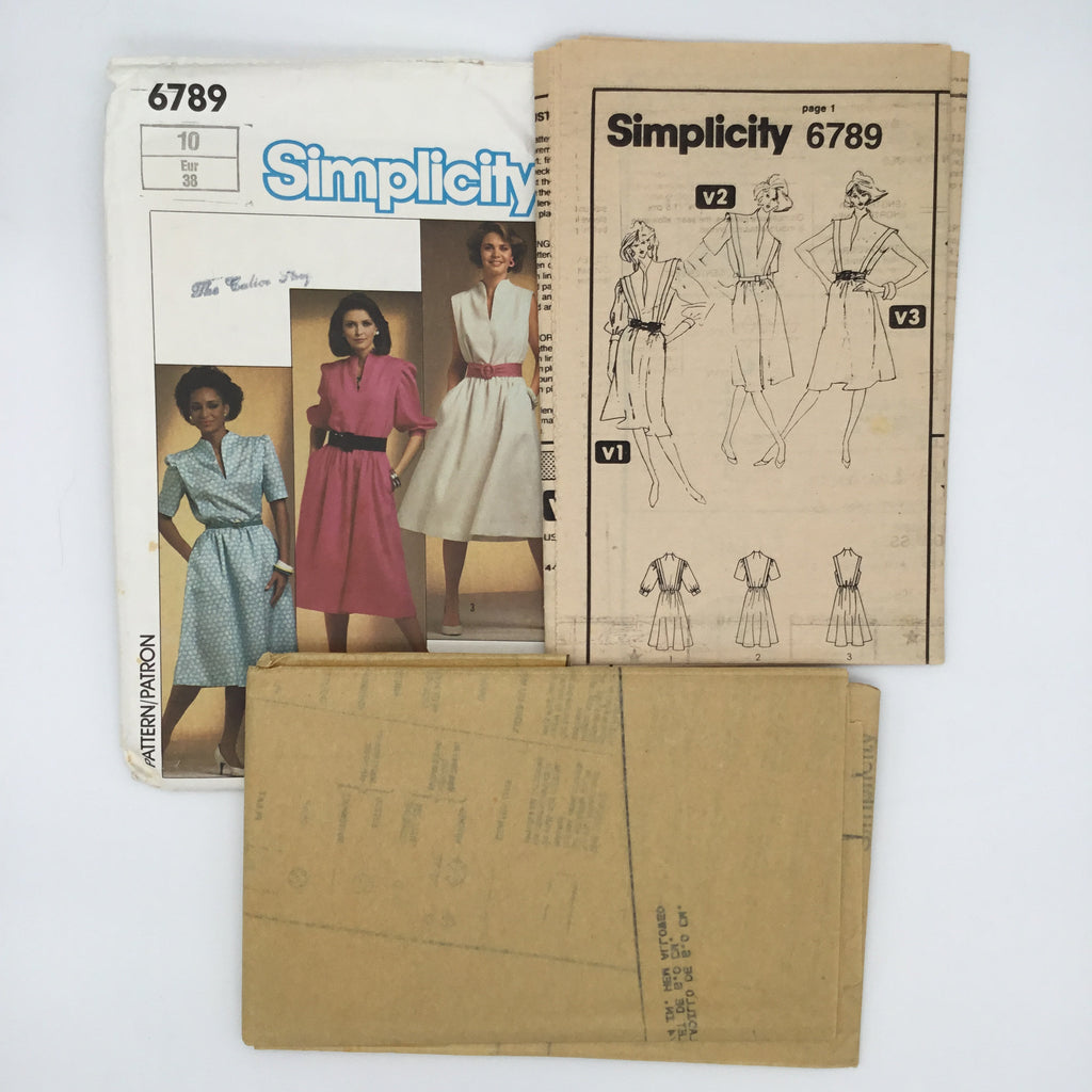 Simplicity 6789 (1985) Dress with Sleeve Variations - Vintage Uncut Sewing Pattern