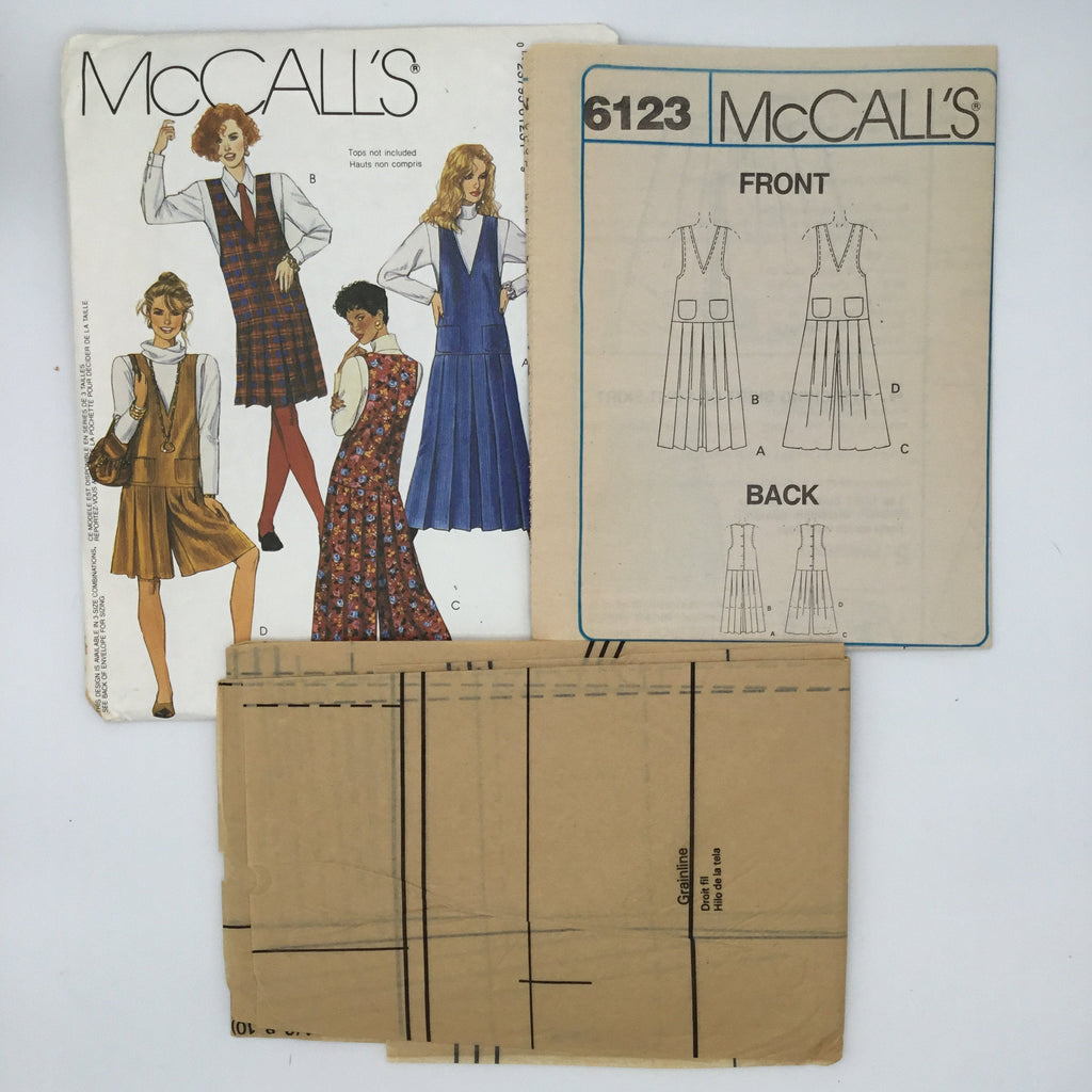 McCall's 6123 (1992) Jumper and Split-Skirt Jumper with Length Variations - Vintage Uncut Sewing Pattern