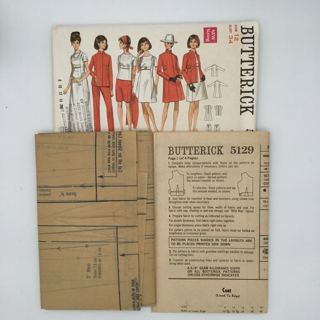 Butterick 5129 Coat, Jacket, Dress, Blouse, Pants, and Shorts - Vintage Uncut Sewing Pattern