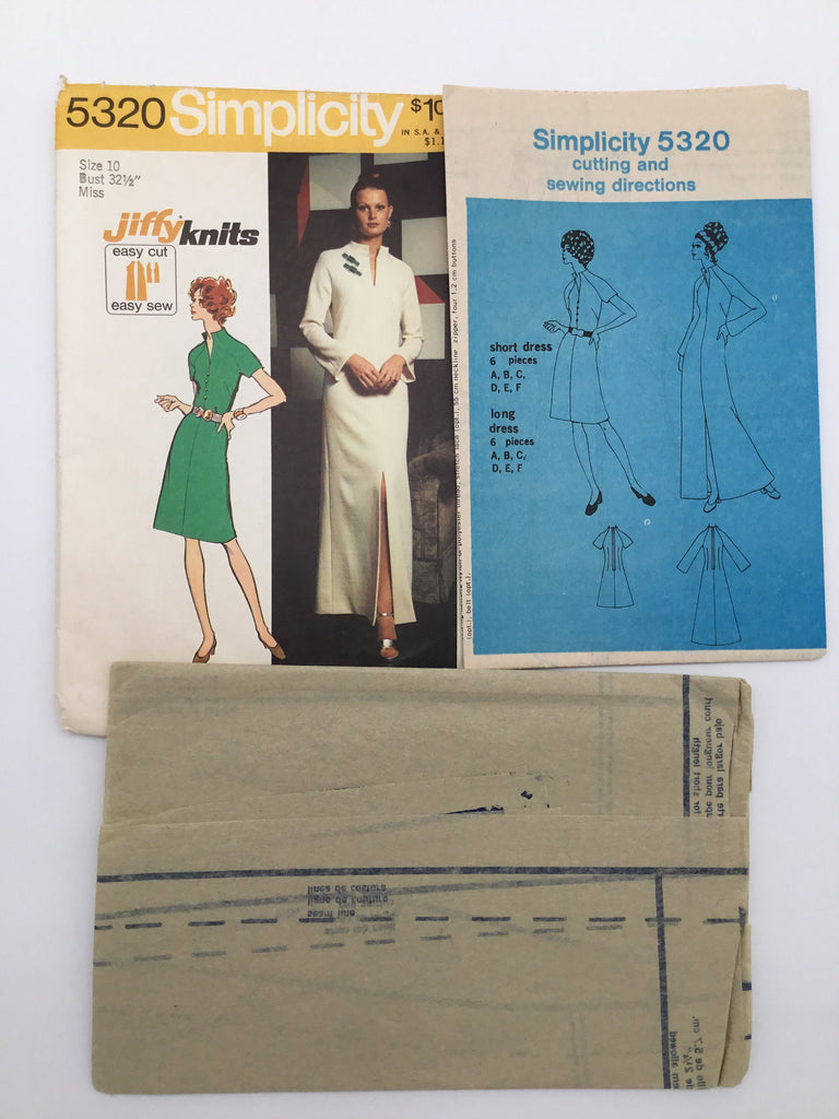 Simplicity 5320 (1972) Dress with Sleeve and Length Variations - Vintage Uncut Sewing Pattern