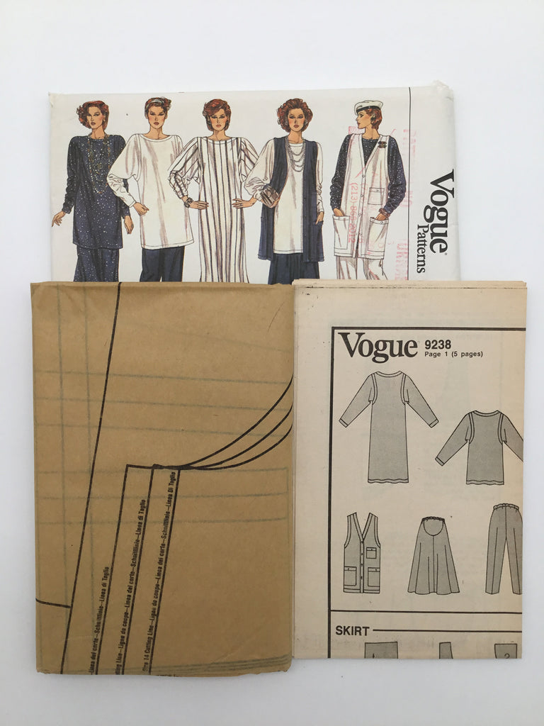 Vogue 9238 (1985) Maternity Dress, Tunic, Vest, Skirt, and Pants - Vintage Uncut Sewing Pattern