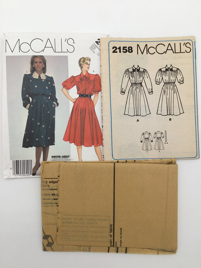 McCall's 2158 (1985) Dress with Sleeve Variations - Vintage Uncut Sewing Pattern