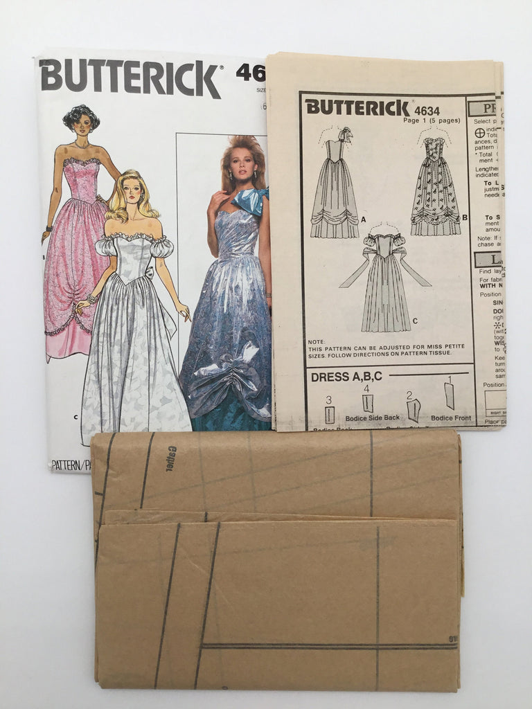 Butterick 4634 (1987) Gown with Sleeve and Style Variations - Vintage Uncut Sewing Pattern