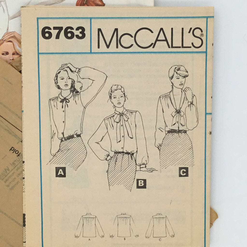 McCall's 6763 (1979) Blouse with Neckline Variations - Vintage Uncut Sewing Pattern