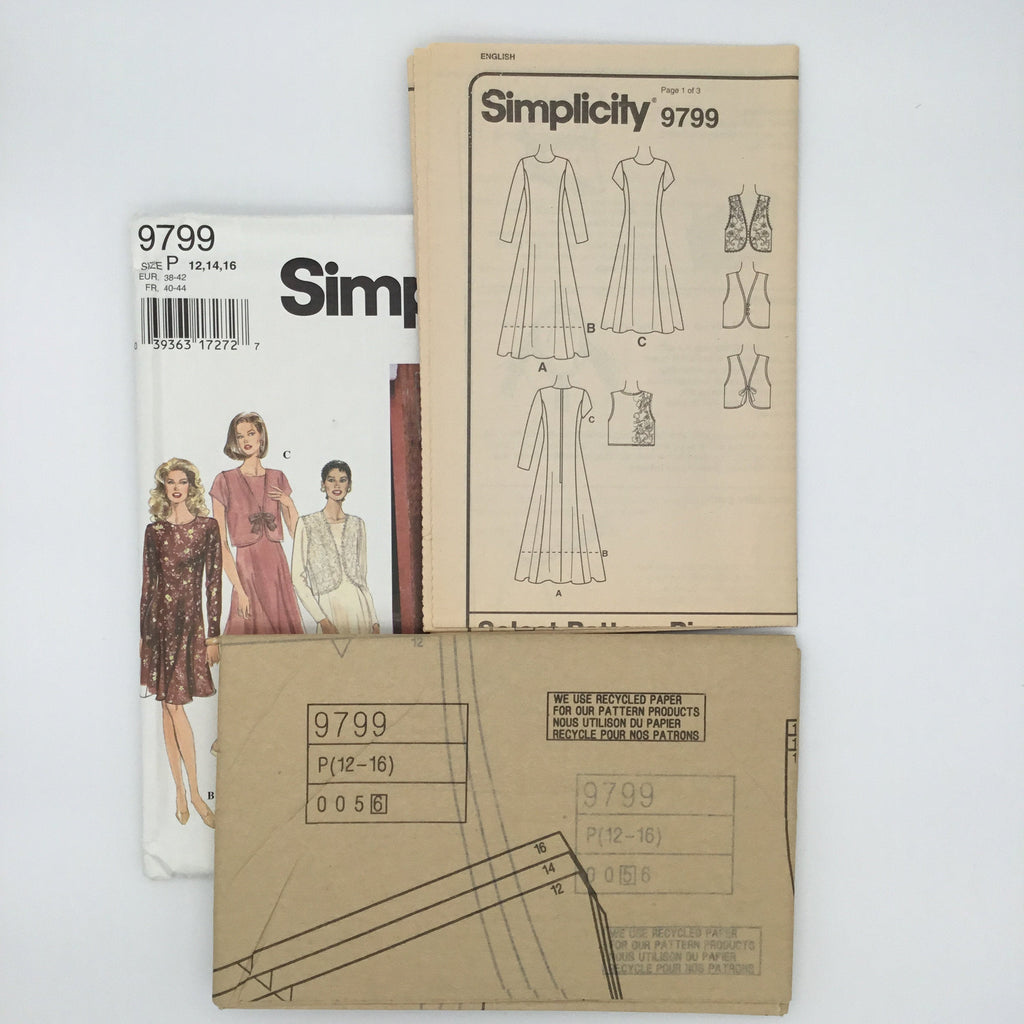 Simplicity 9799 (1995) Dress and Vest - Vintage Uncut Sewing Pattern