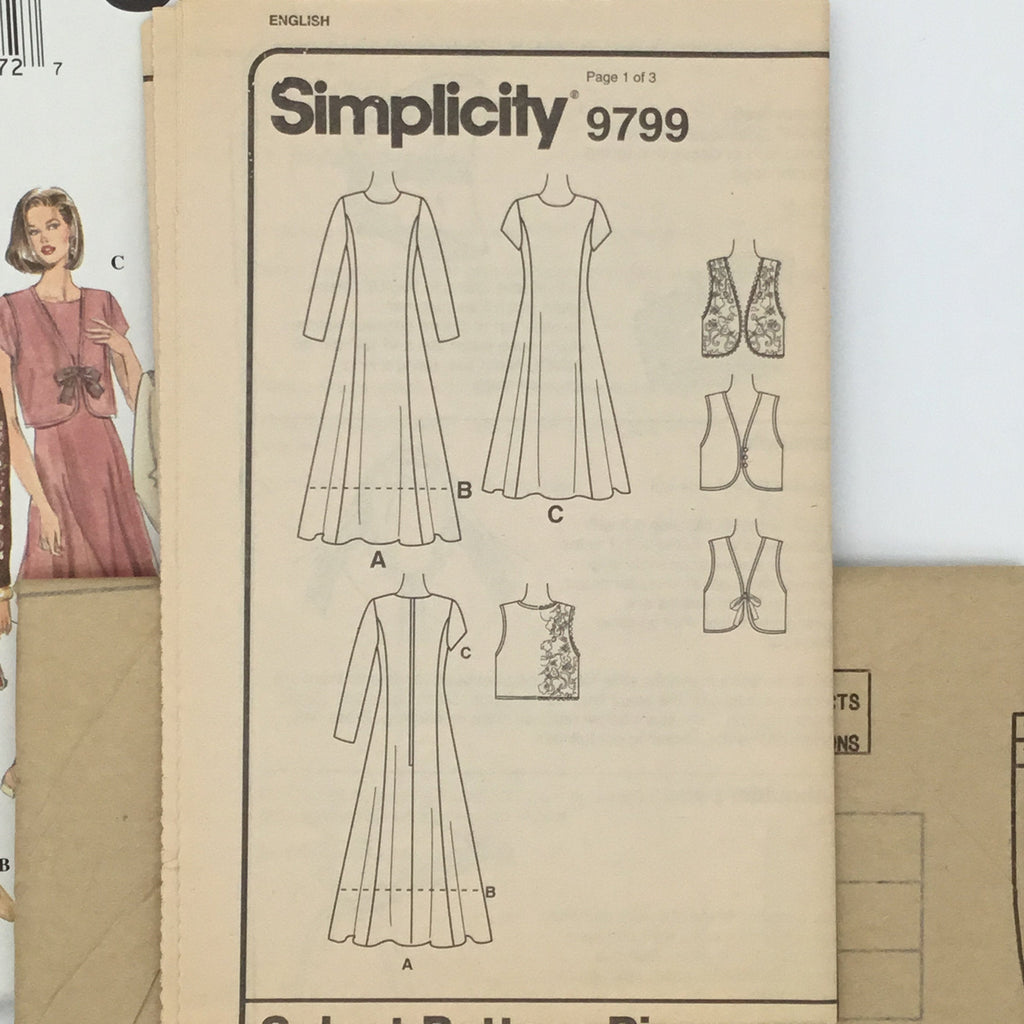 Simplicity 9799 (1995) Dress and Vest - Vintage Uncut Sewing Pattern