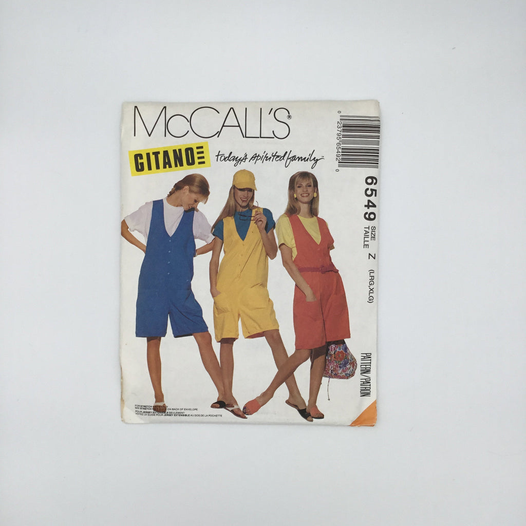 McCall's 6549 (1993) Romper - Vintage Uncut Sewing Pattern