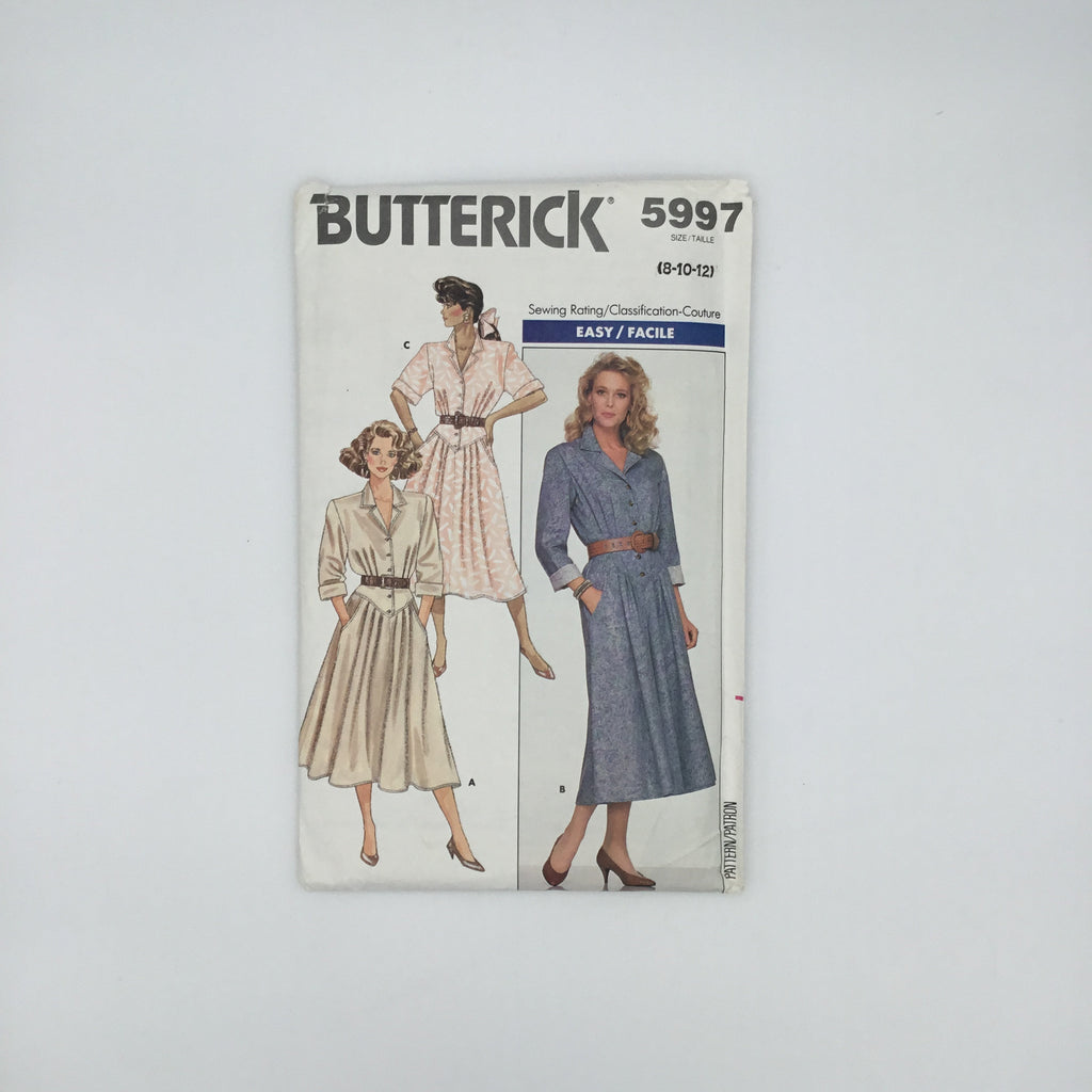 Butterick 5997 (1988) Dress with Sleeve Variations - Vintage Uncut Sewing Pattern