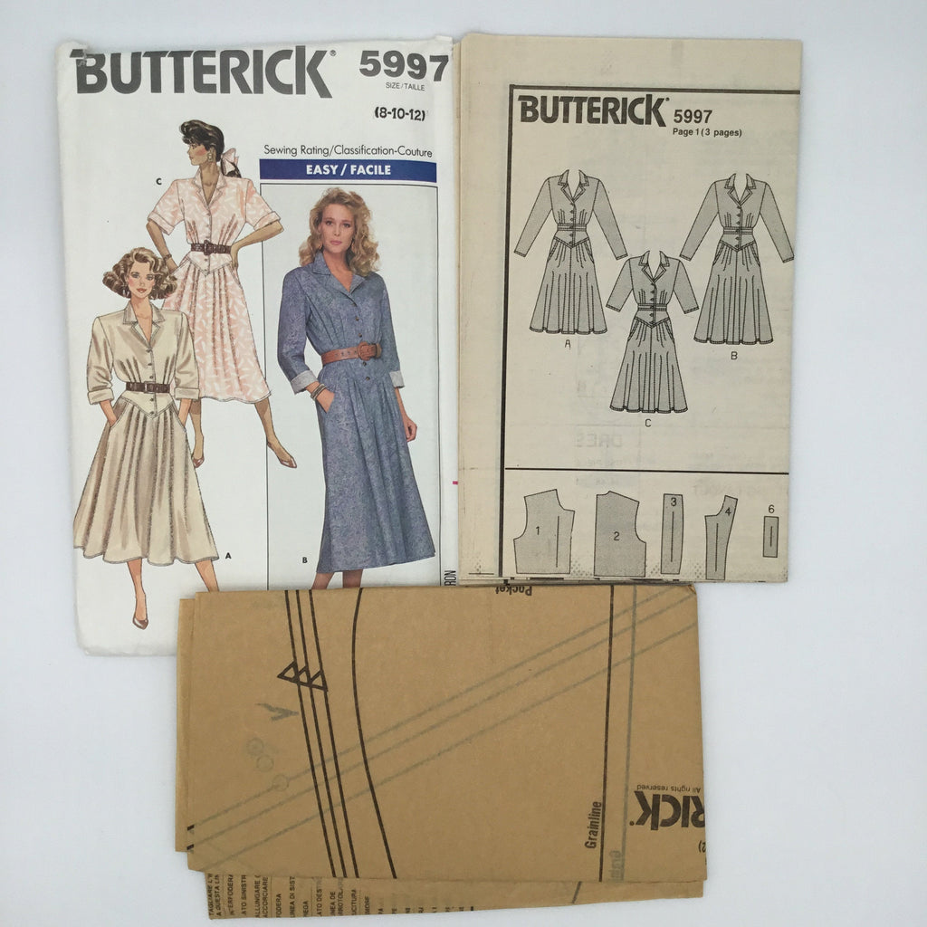 Butterick 5997 (1988) Dress with Sleeve Variations - Vintage Uncut Sewing Pattern