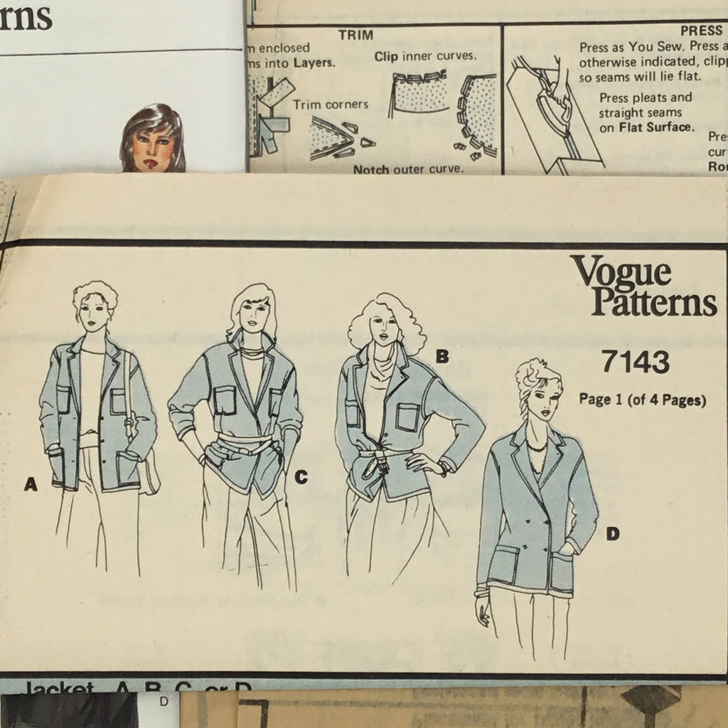Vogue 7143 Jacket - Vintage Uncut Sewing Pattern