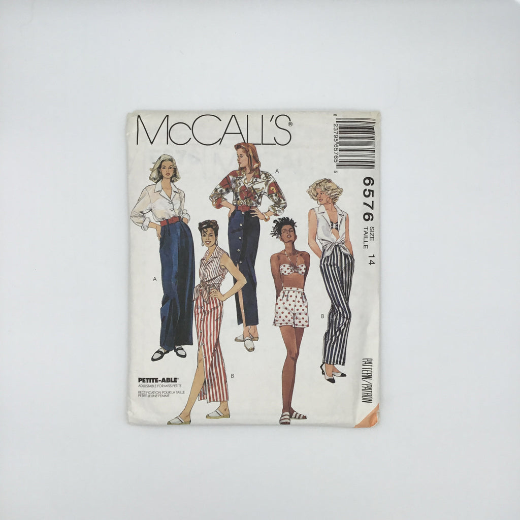 McCall's 6576 (1993) Shirt, Bra Top, Skirt, Pants, and Shorts - Vintage Uncut Sewing Pattern