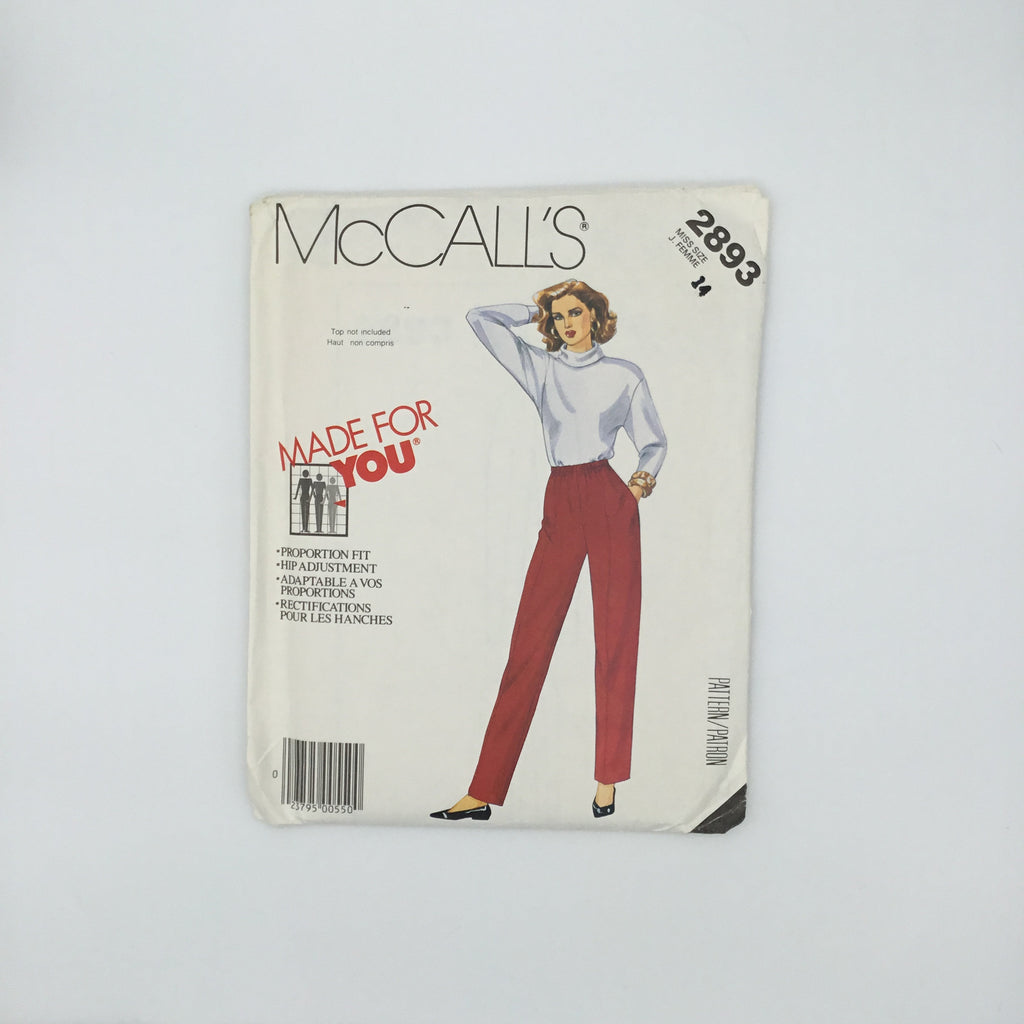 McCall's 2893 (1986) Pants - Vintage Uncut Sewing Pattern