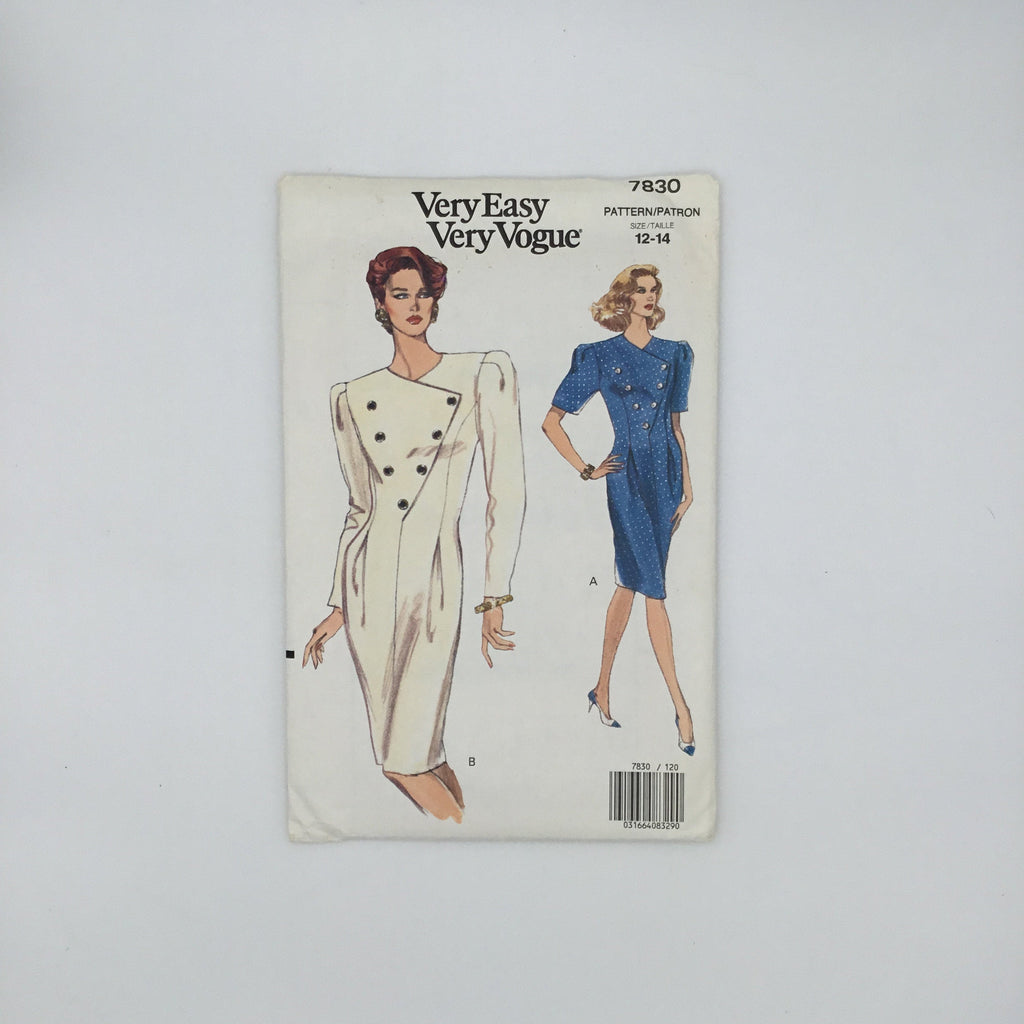 Vogue 7830 (1990) Dress with Sleeve Variations - Vintage Uncut Sewing Pattern