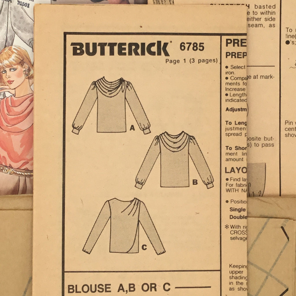 Butterick 6785 Blouse with Sleeve and Style Variations - Vintage Uncut Sewing Pattern