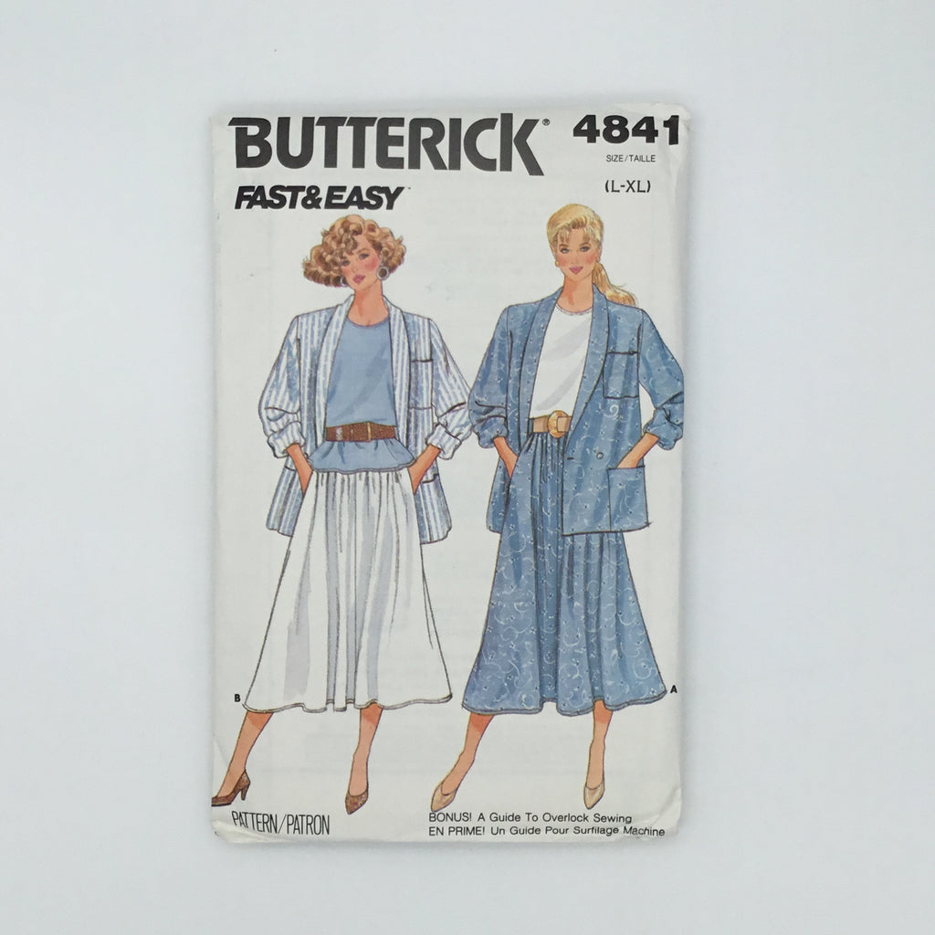 Butterick 4841 (1987) Jacket, Top, and Skirt - Vintage Uncut Sewing Pattern