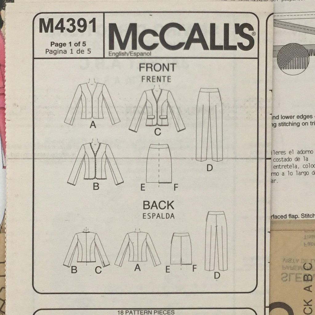 McCall's 4391 (2004) Jacket, Pants, and Skirt - Uncut Sewing Pattern