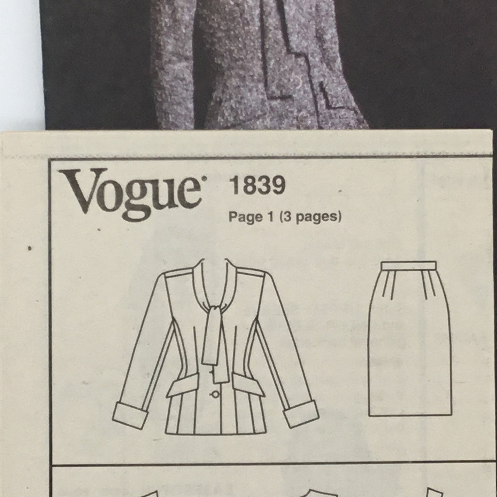 Vogue 1839 (1996) Jacket and Skirt - Vintage Uncut Sewing Pattern