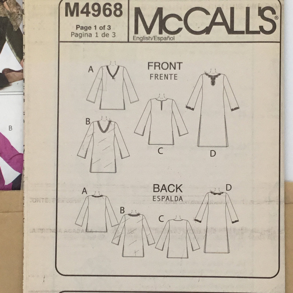 McCall's 4968 (2005) Tunic with Neckline and Length Variations - Uncut Sewing Pattern