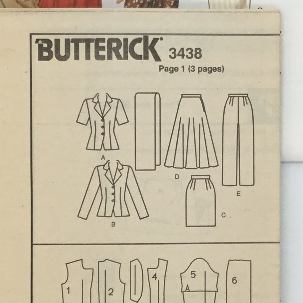 Butterick 3438 (1994) Top, Skirt, Pants, and Scarf - Vintage Uncut Sewing Pattern