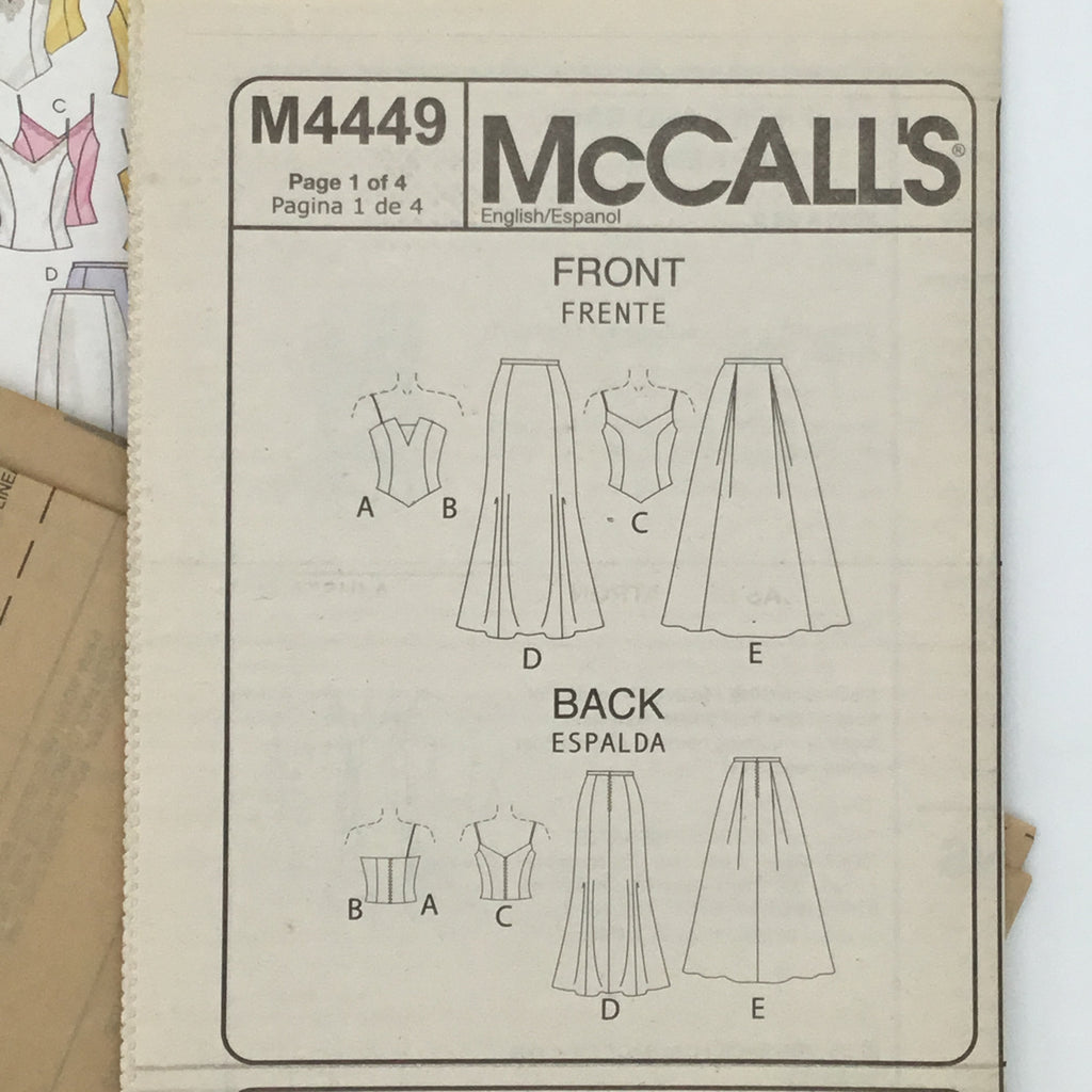 McCall's 4449 (2004) Special Occasion Tops and Skirts with Style Variations - Uncut Sewing Pattern