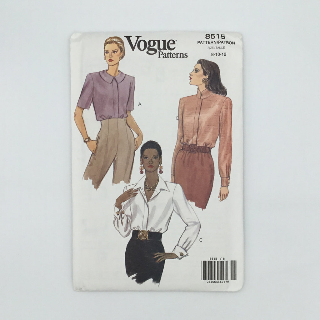 Vogue 8515 (1992) Blouse with Neckline and Sleeve Variations - Vintage Uncut Sewing Pattern