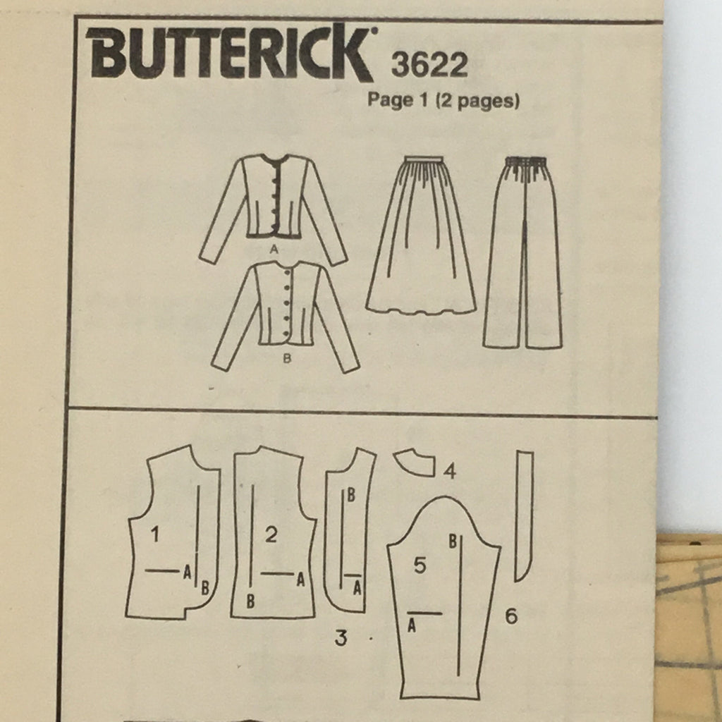 Butterick 3622 (1994) Top, Skirt, and Pants - Vintage Uncut Sewing Pattern