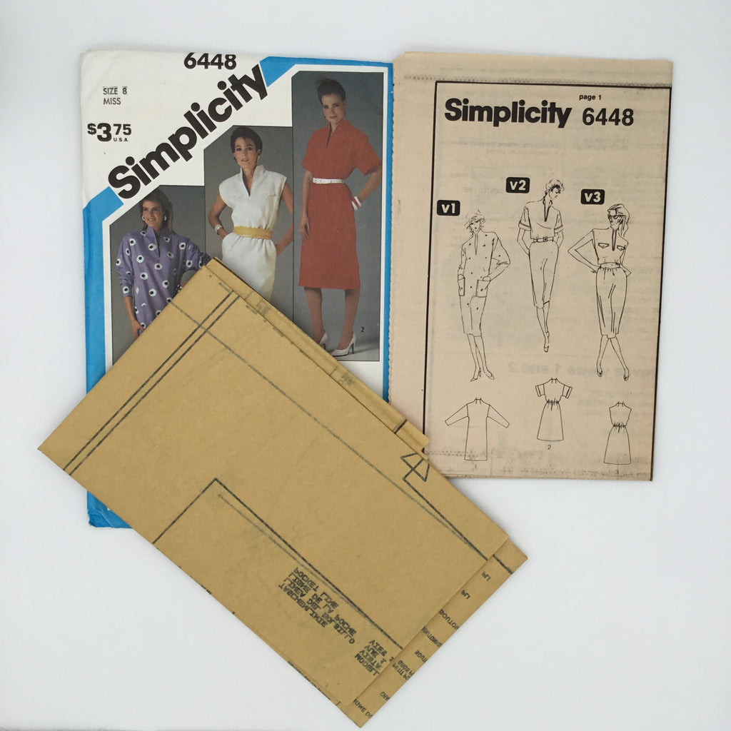 Simplicity 6448 (1984) Dress with Sleeve Variations - Vintage Uncut Sewing Pattern