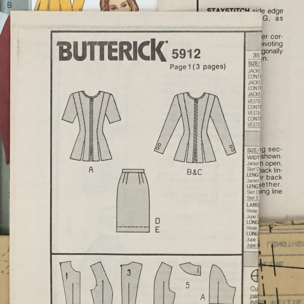 Butterick 5912 (1992) Jacket and Skirt - Vintage Uncut Sewing Pattern