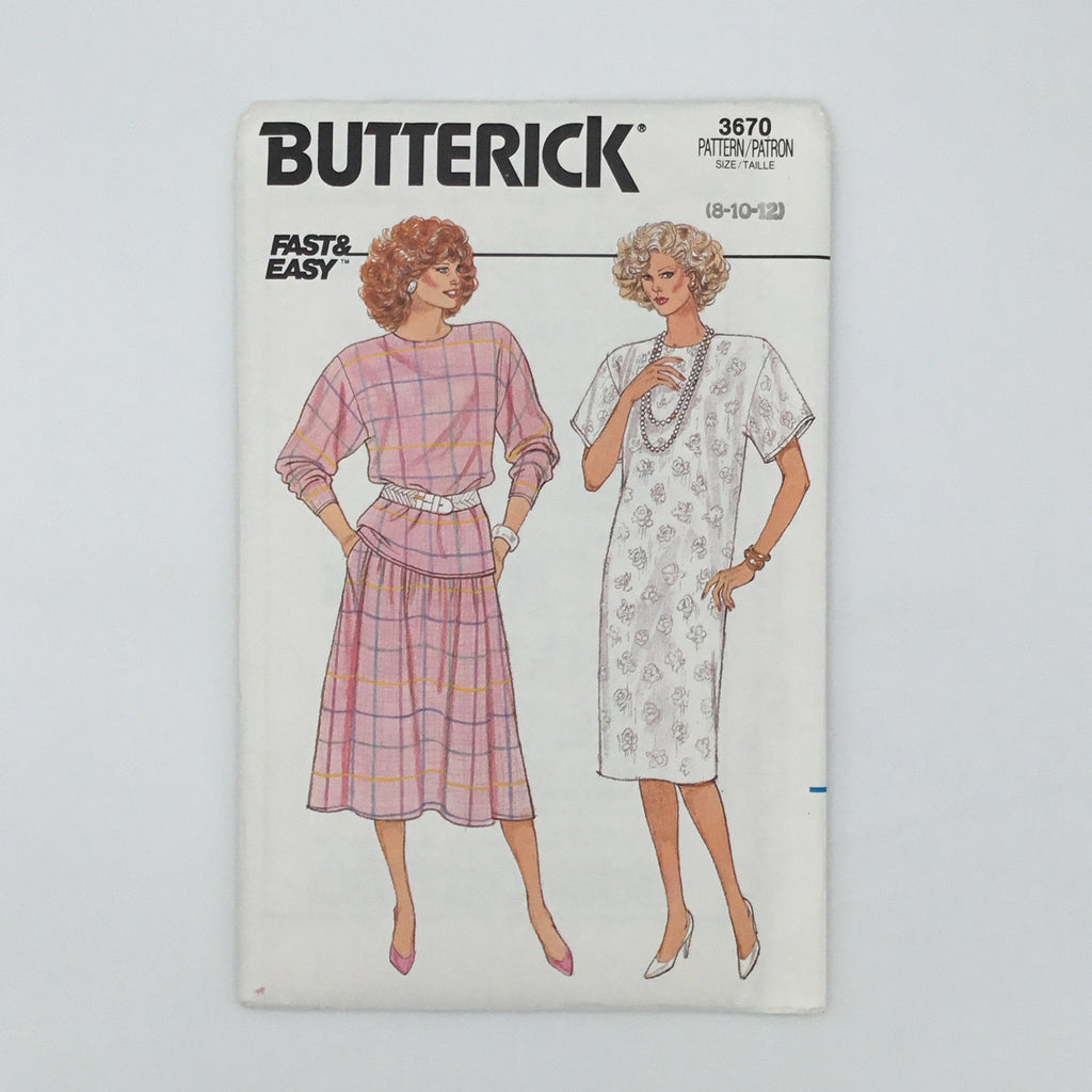 Butterick 3670 (1986) Dress, Top, and Skirt - Vintage Uncut Sewing Pattern