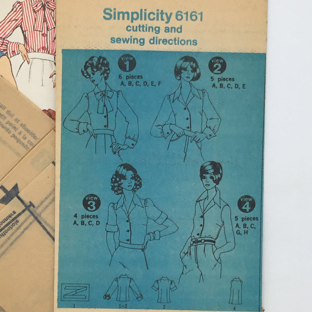 Simplicity 6161 (1973) Blouse with Neckline and Sleeve Variations - Vintage Uncut Sewing Pattern