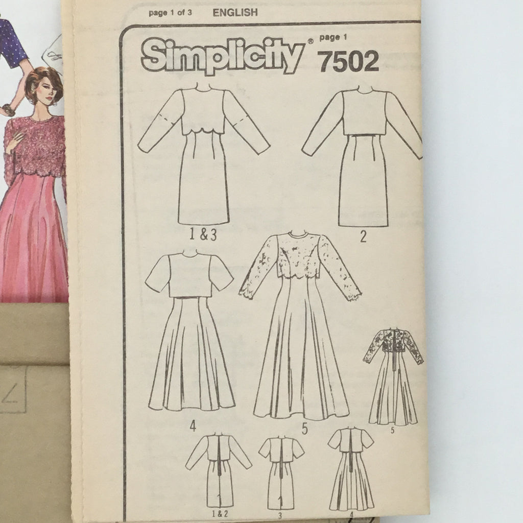 Simplicity 7502 (1996) Dress with Sleeve and Length Variations - Vintage Uncut Sewing Pattern