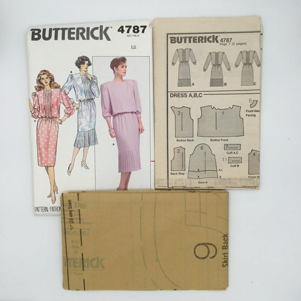 Butterick 4787 (1987) Dress with Style Variations - Vintage Uncut Sewing Pattern