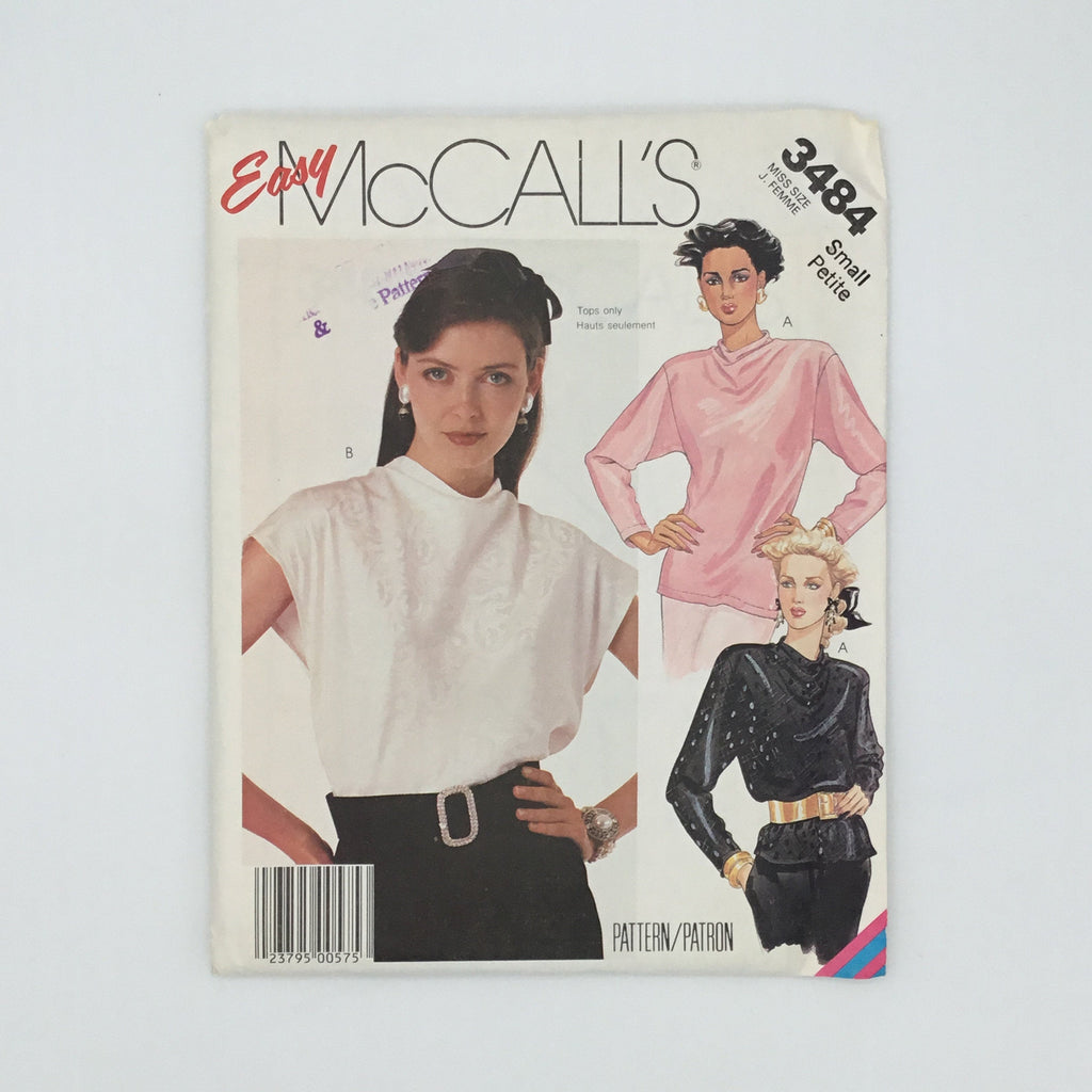 McCall's 3484 (1987) Blouse with Sleeve and Length Variations - Vintage Uncut Sewing Pattern