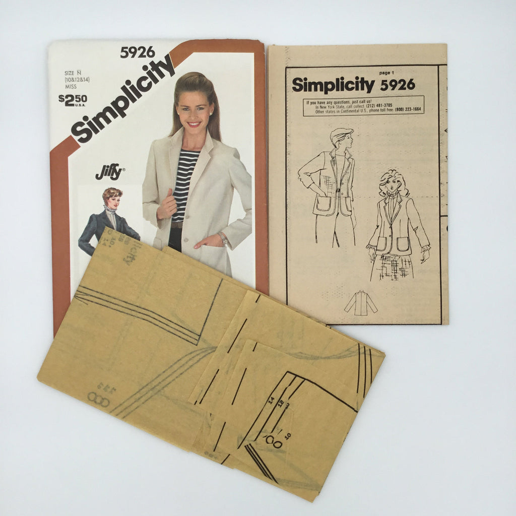 Simplicity 5926 (1983) Jacket - Vintage Uncut Sewing Pattern