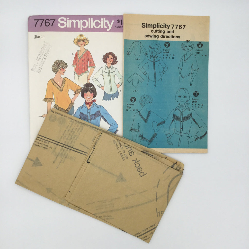 Simplicity 7767 (1976) Top and Shirt - Vintage Uncut Sewing Pattern