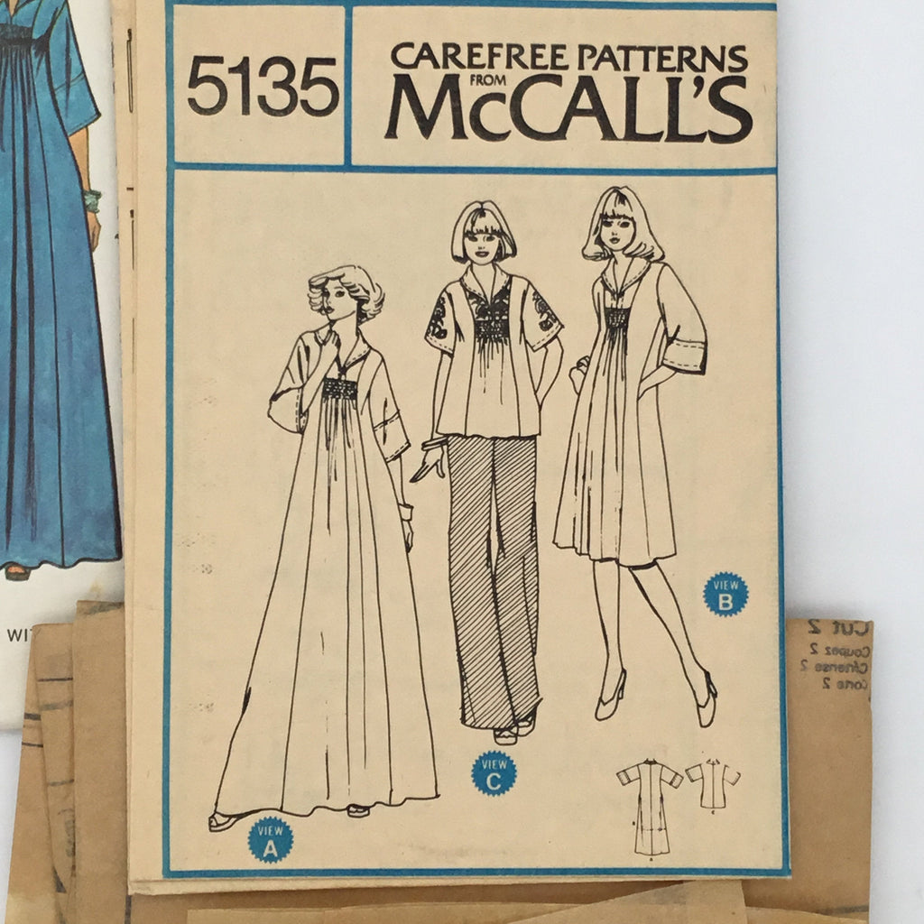 McCall's 5135 (1976) Top and Dress with Sleeve and Length Variations - Vintage Uncut Sewing Pattern