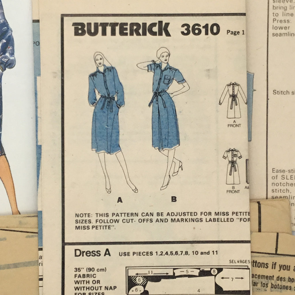 Butterick 3610 Dress with Sleeve Variations - Vintage Uncut Sewing Pattern