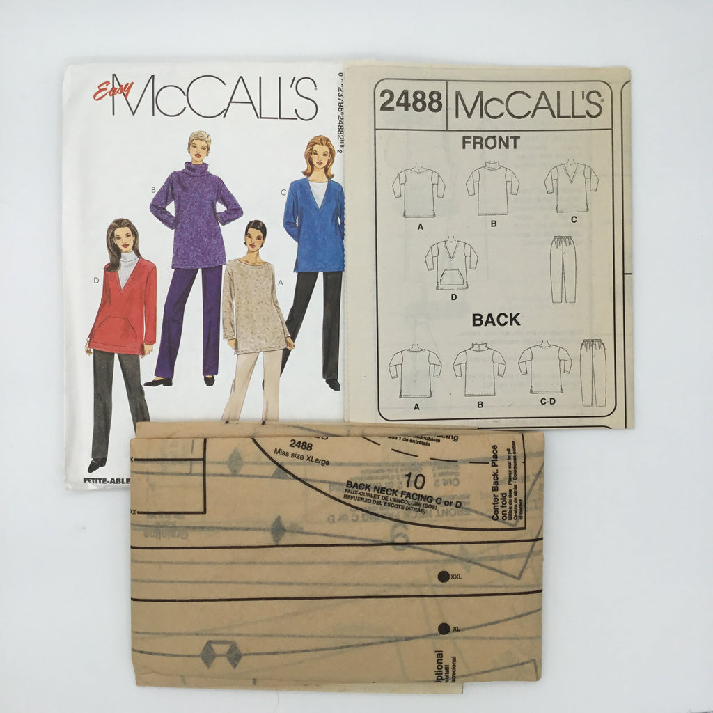 McCall's 2488 (1999) Pants and Tunic with Neckline Variations - Vintage Uncut Sewing Pattern