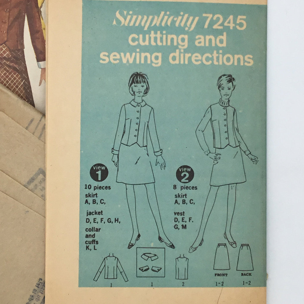 Simplicity 7245 (1967) Jacket, Vest, and Skirt - Vintage Uncut Sewing Pattern