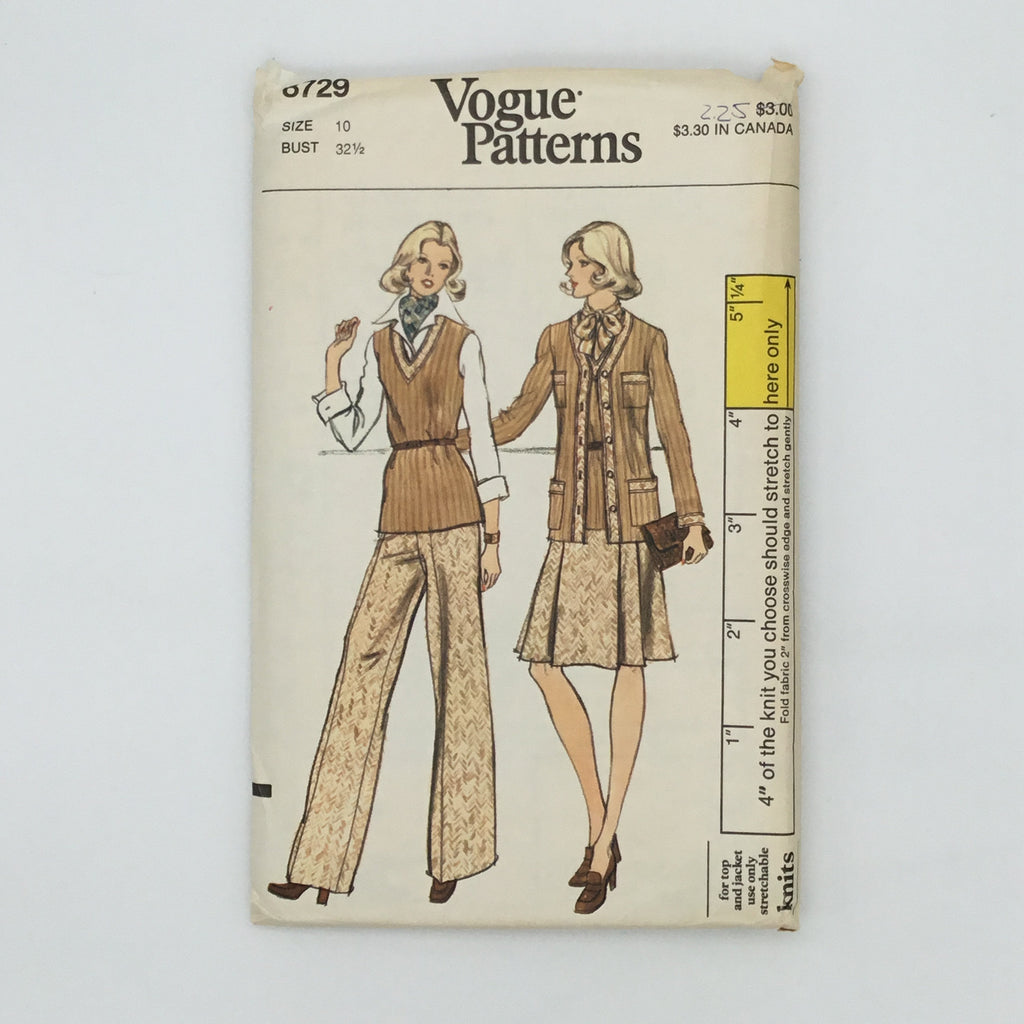 Vogue 8729 Jacket, Top, Skirt, and Pants - Vintage Uncut Sewing Pattern