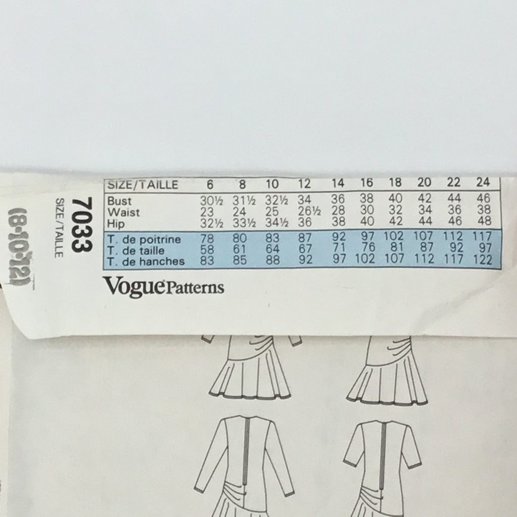 Vogue 7033 (1987) Dress with Sleeve Variations - Vintage Uncut Sewing Pattern