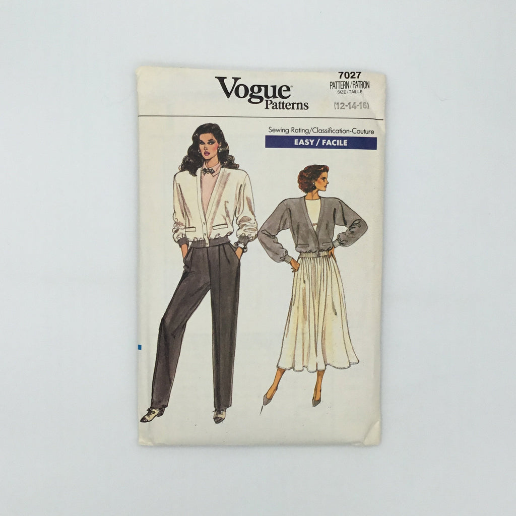 Vogue 7027 (1987) Jacket, Skirt, and Pants - Vintage Uncut Sewing Pattern