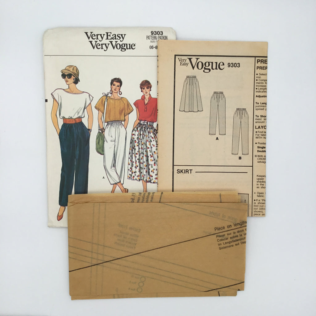 Vogue 9303 (1985) Skirt and Pants - Vintage Uncut Sewing Pattern