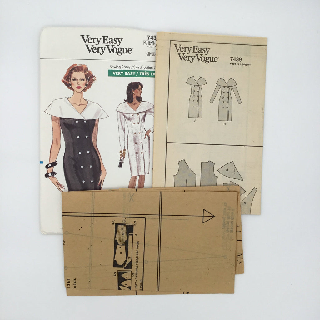Vogue 7439 (1989) Dress with Sleeve Variations - Vintage Uncut Sewing Pattern