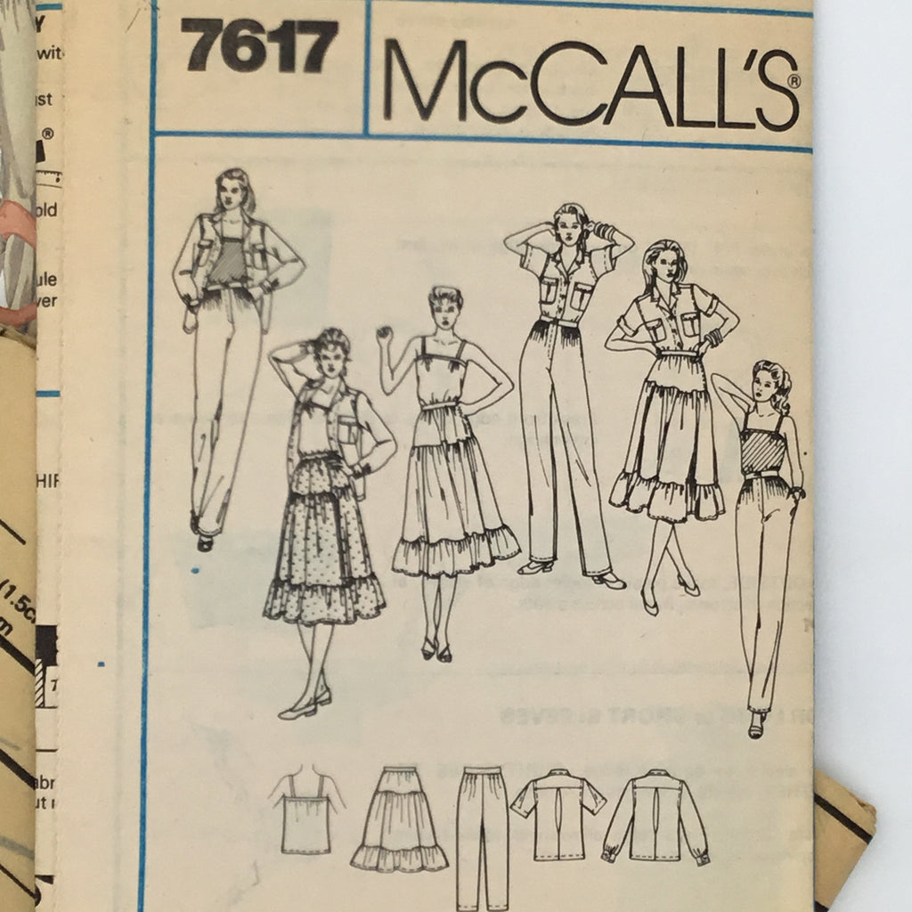McCall's 7617 (1981) Shirt, Camisole, Skirt, and Pants - Vintage Uncut Sewing Pattern