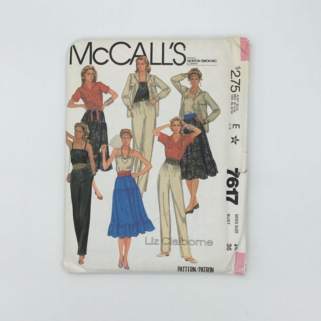 McCall's 7617 (1981) Shirt, Camisole, Skirt, and Pants - Vintage Uncut Sewing Pattern