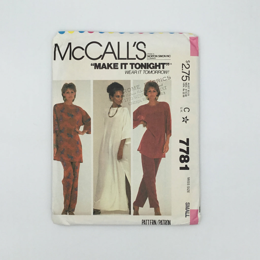 McCall's 7781 (1981) Dress, Tunic, and Pants - Vintage Uncut Sewing Pattern