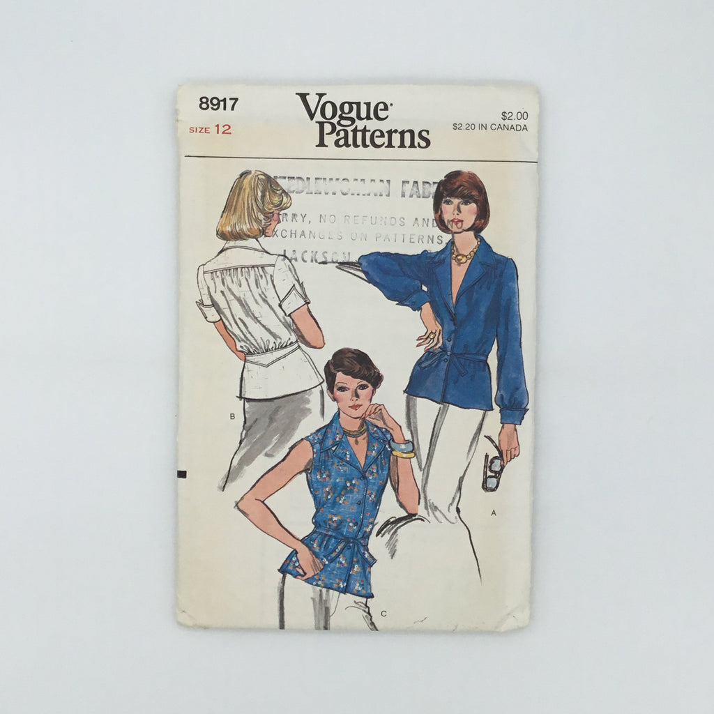 Vogue 8917 Blouse with Sleeve Variations - Vintage Uncut Sewing Pattern